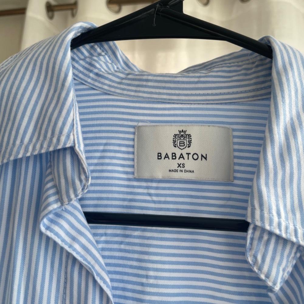 Aritzia Babaton Archive Shirt Size XS Blue Stripe - Picture 7 of 7
